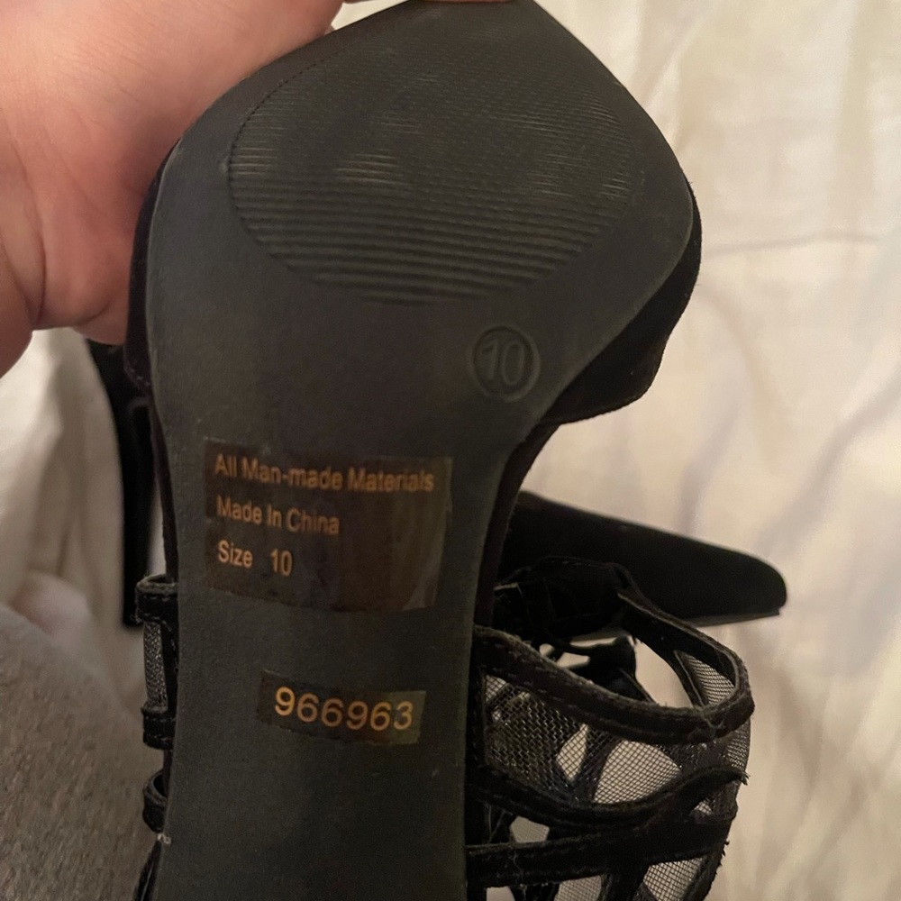CHARLOTTE RUSSE- NEVER WORN black mesh tie up heels - Picture 7 of 8